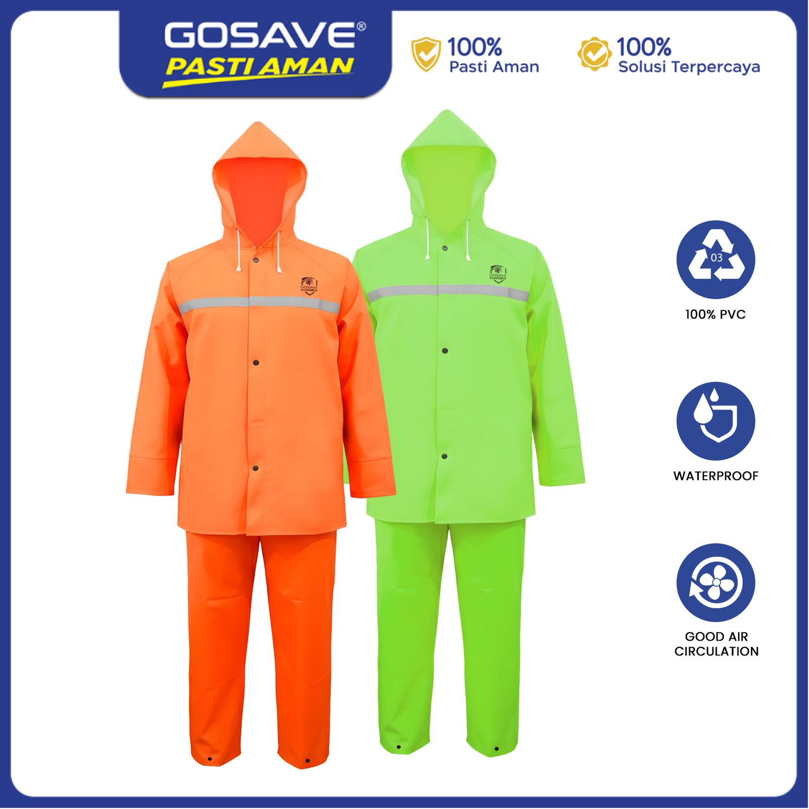 GOSAVE Jas Hujan Motor Setelan Jaket Celana PVC Fitur Unggulan: