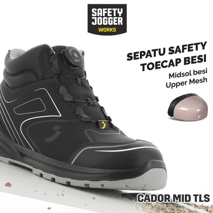 Sepatu Safety Jogger CADOR S3 Mid TLS sekaligus kenyamanan sepanjang hari, sepatu ini cocok untuk lingkungan kerja dinamis, baik indoor maupun outdoor.